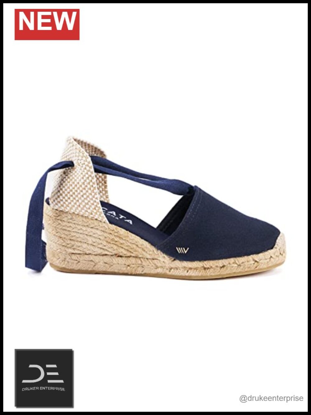 Espadrille Canvas Wedges with Ankle Laces, Handmade in Spain, Organic Cotton,
